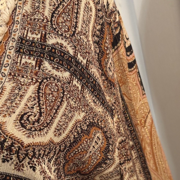 Olivaceous Bohemian Paisley V-Neck Blouse - Brown and Tan - Picture 3 of 7